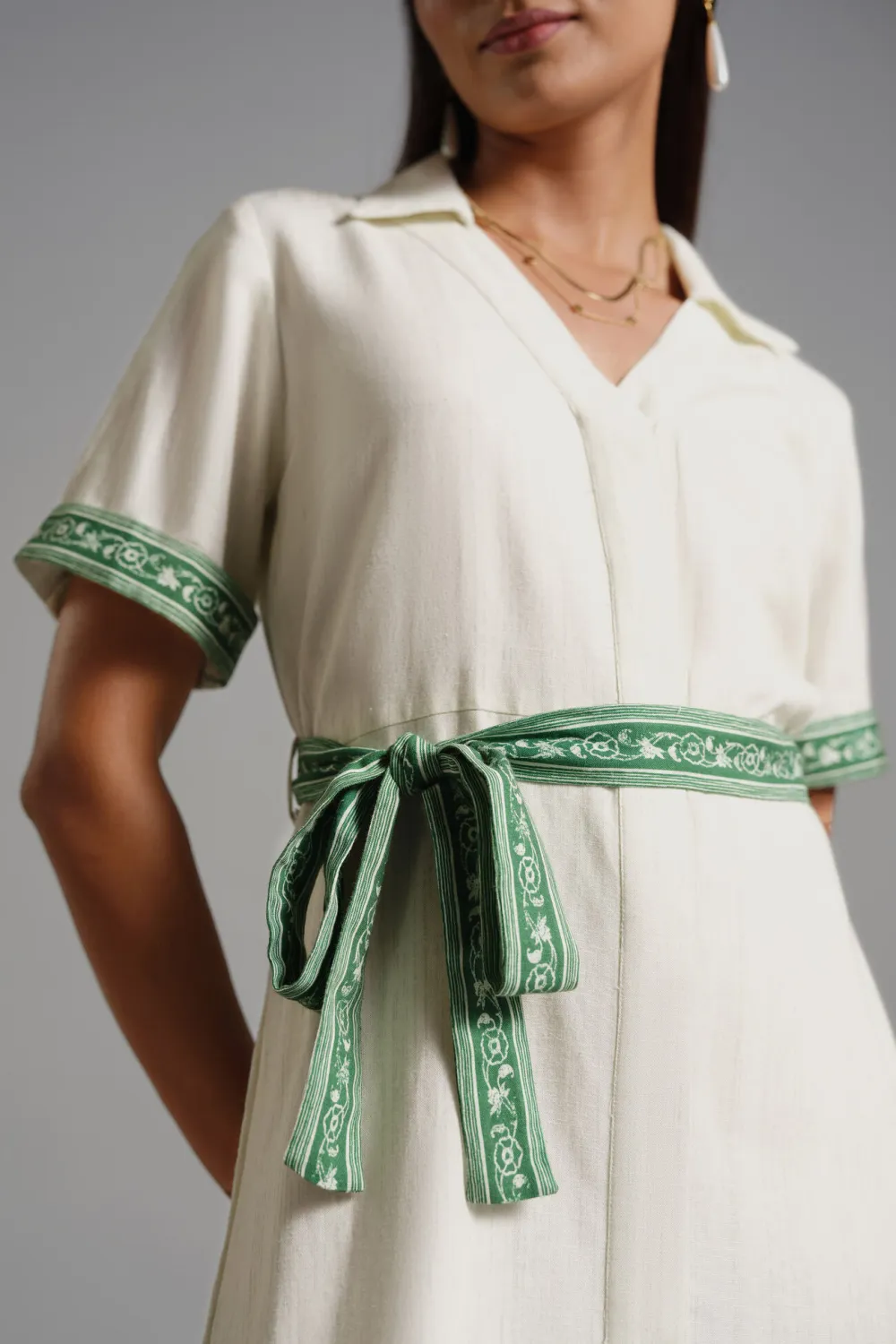 Casual Style Cream Dress