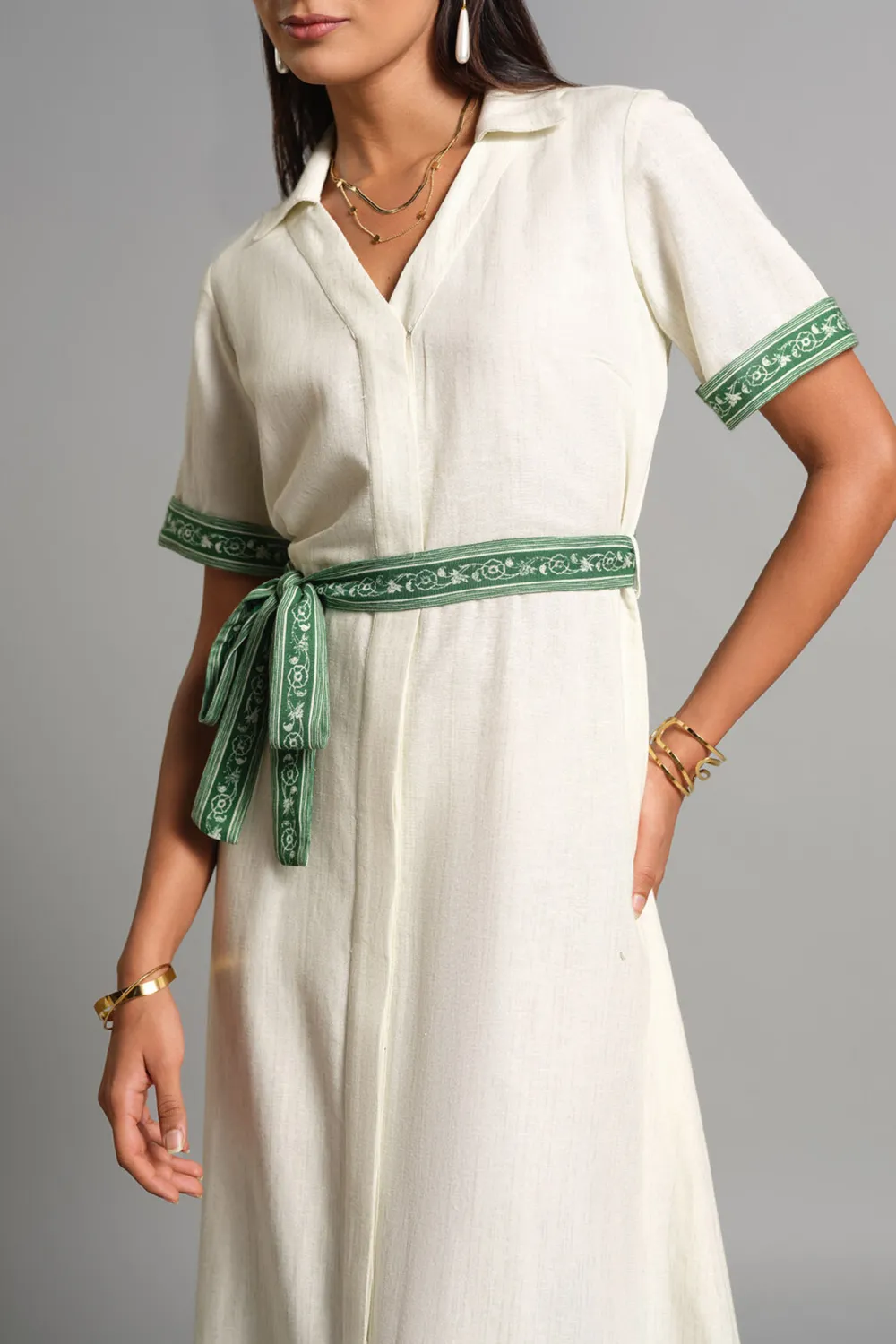 Casual Style Cream Dress