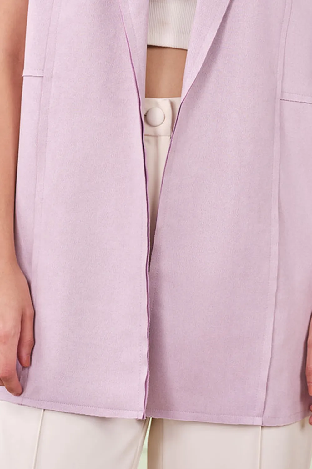 Lilac Sleeveless Casual Style Outerwear