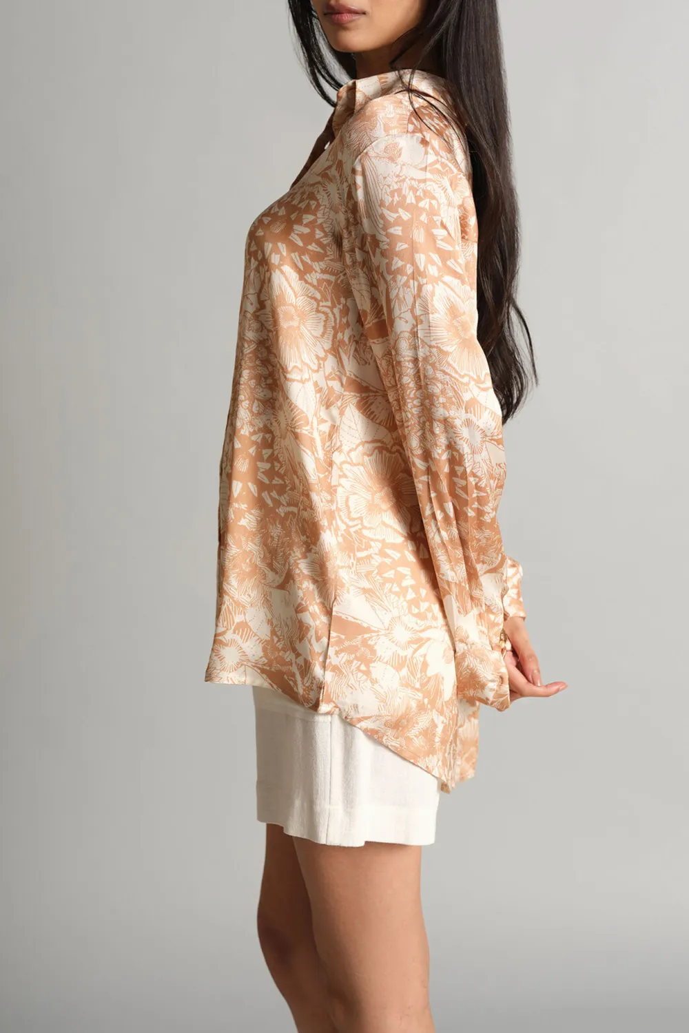 Beige Long Sleeve Casual Style Shirt