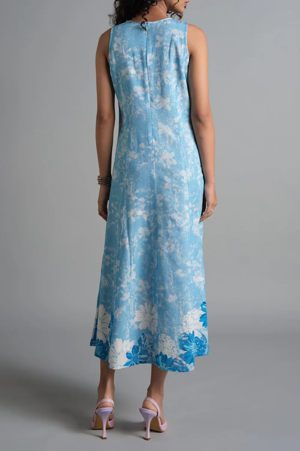 Blue Casual Style V-Neck Dress