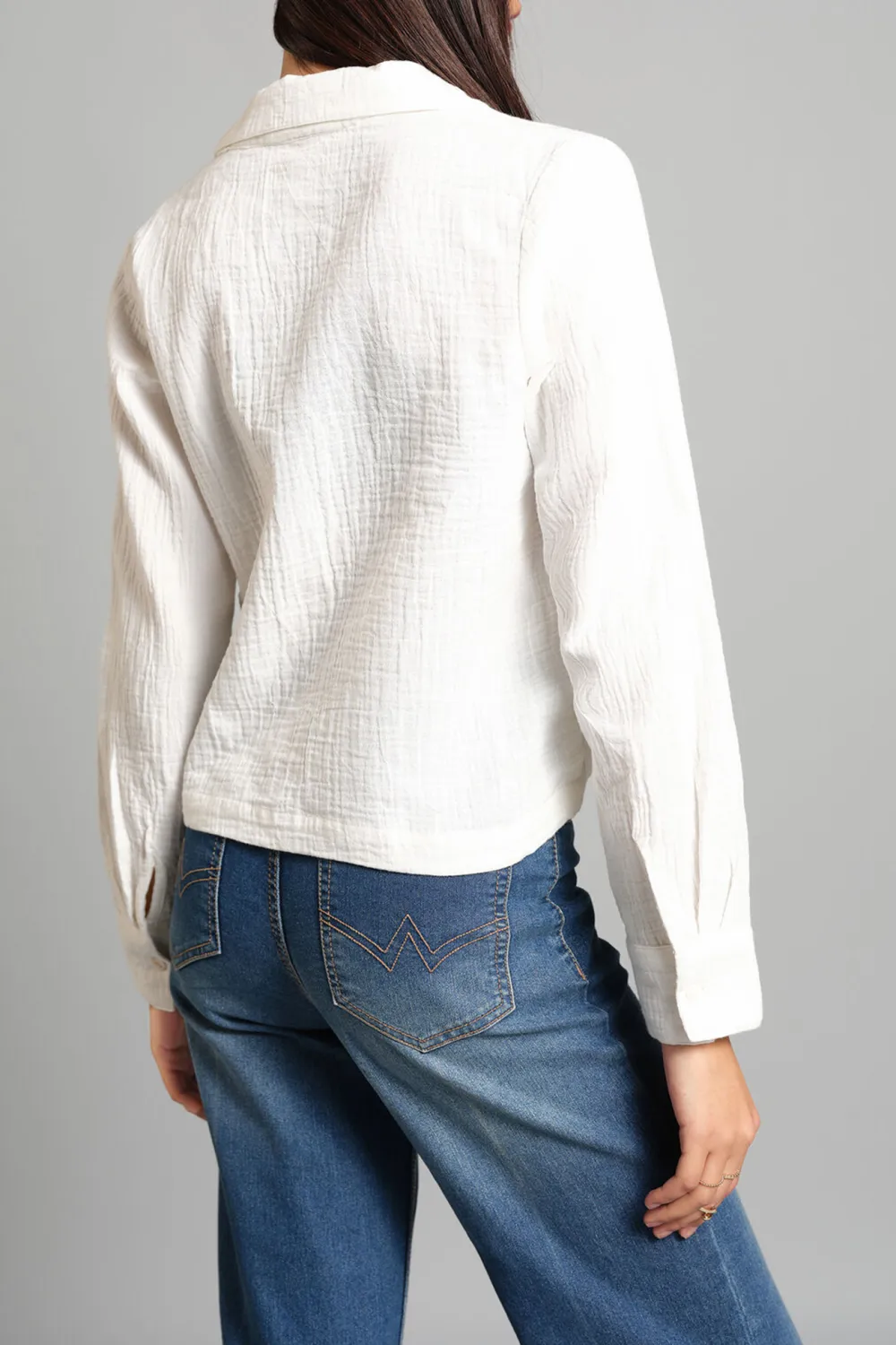 Lapel Casual Style White Shirt