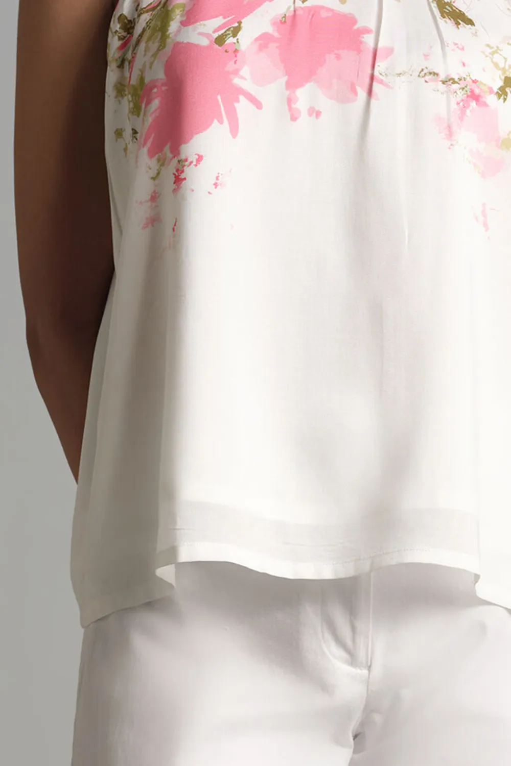 White Sleeveless Floral Top