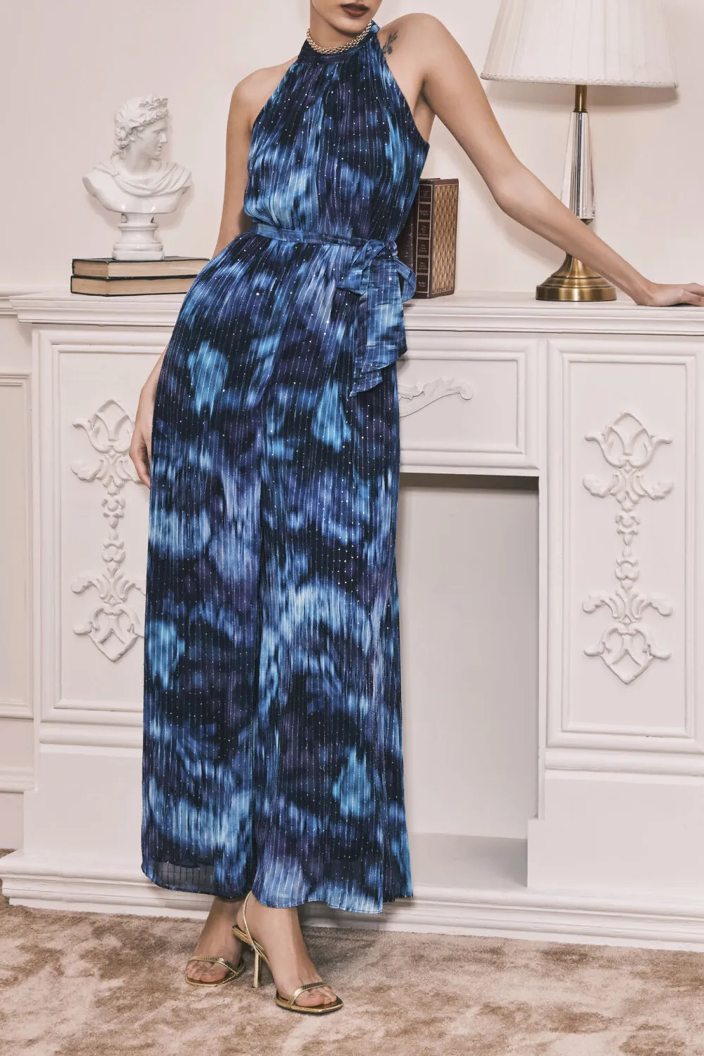 Casual Style Aqua Reflections Georgette Jumpsuit