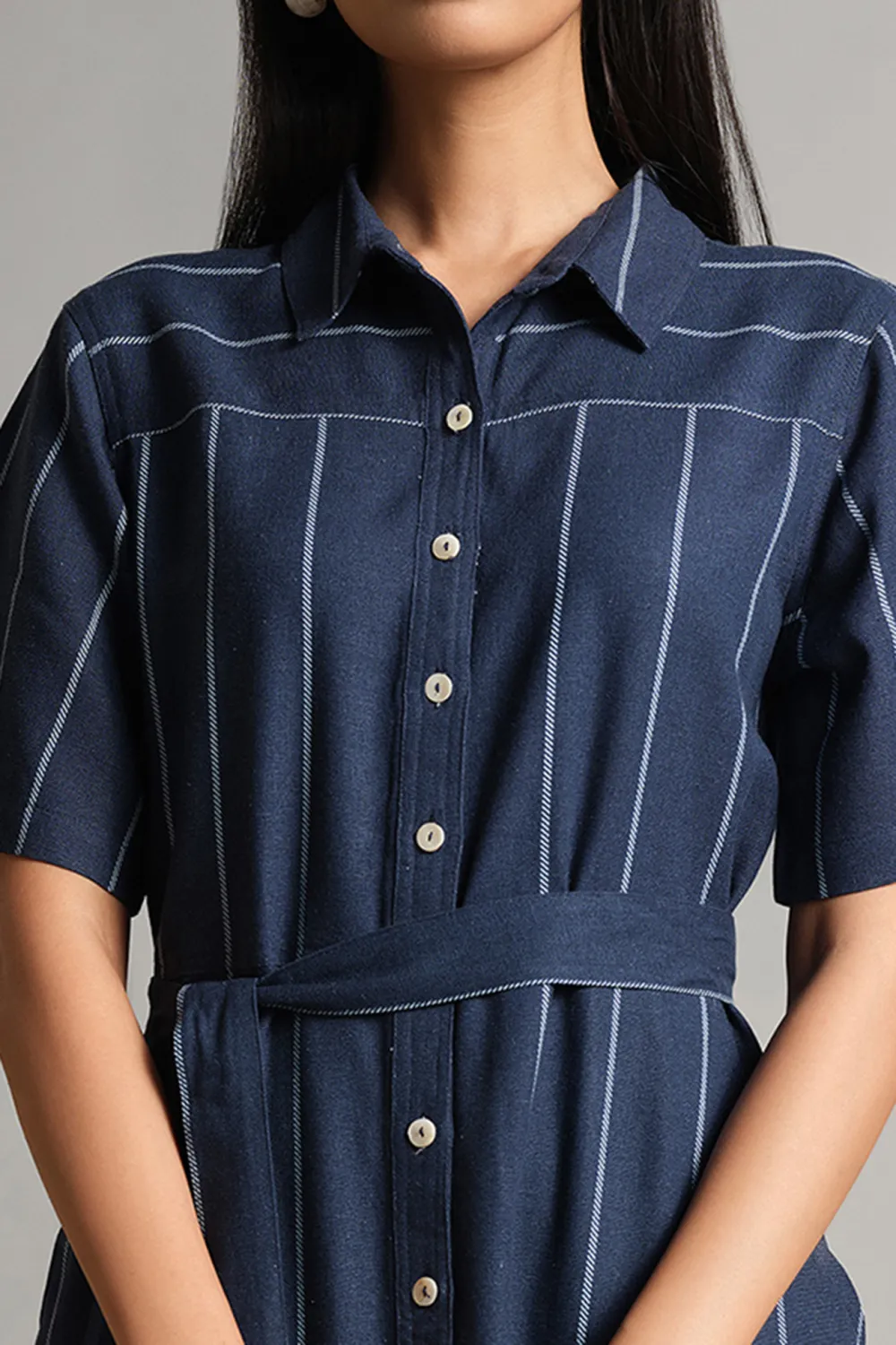 Casual Style blue Striped Dress