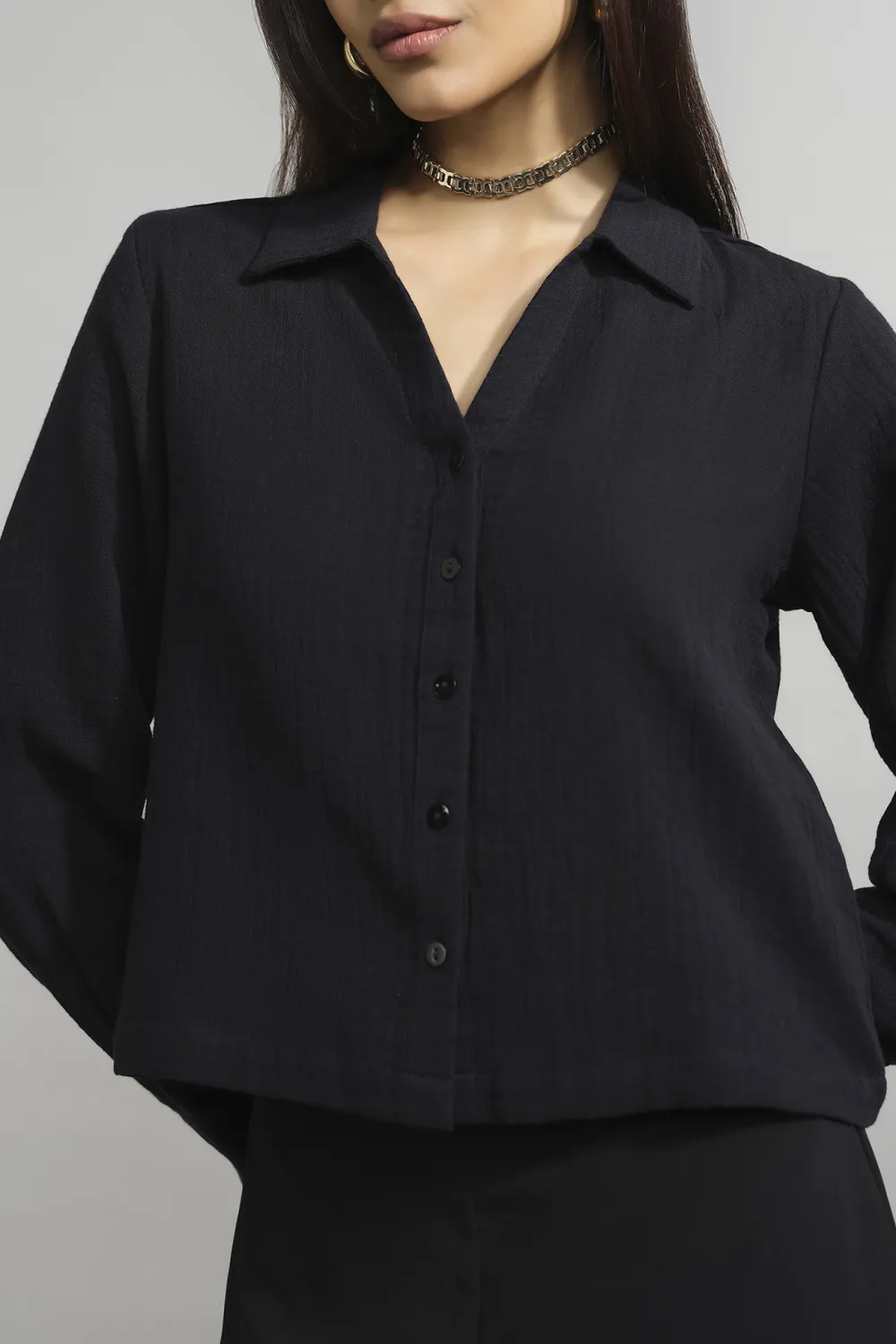 Lapel Casual Style White Shirt