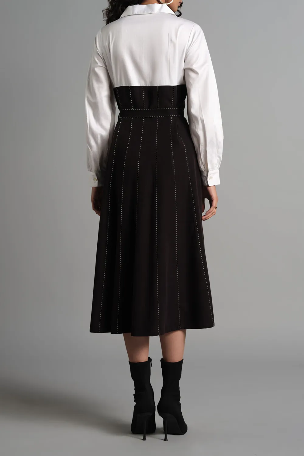 Casual Style White Striped Dress