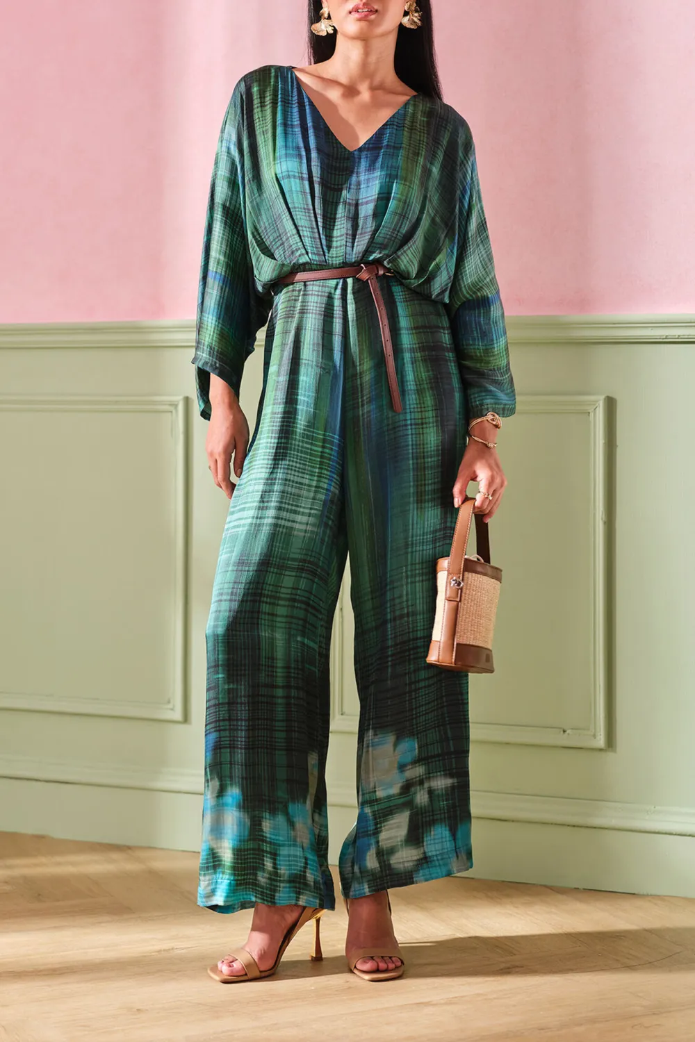 Green Casual Style Viscose Jumpsuit